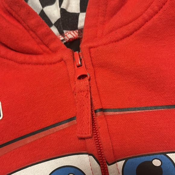 Disney Pixar Cars lightning McQueen zip up sweatshirt size 5/6 red - Picture 7 of 7